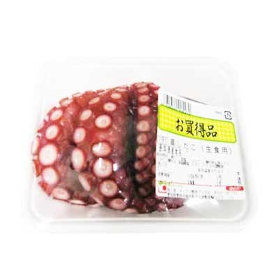 原料原産地名：岩手県産 湯だこ(むしたこ)生食用 150g入・1パック(100gあたり398円(税抜)）