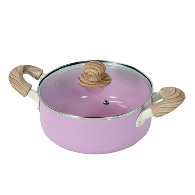 パール金属　ハルミック　ＩＨ　両手鍋　セラミック加工　２０ｃｍ ピンク