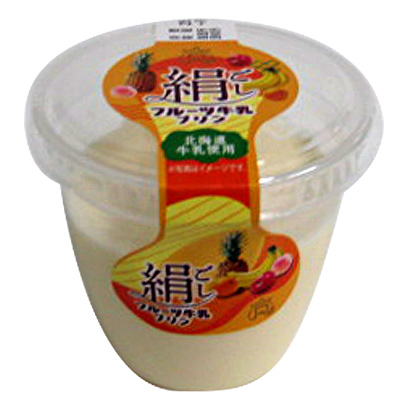 ロピア　絹ごしクリームフルーツ牛乳プリン