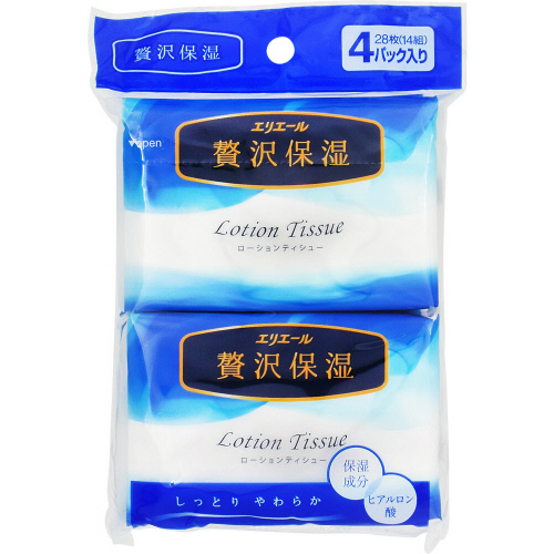 大王製紙　エリエール　贅沢保湿　ローションティシュー ２８枚（１４組）&times;４パック入