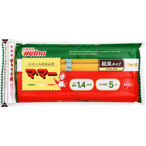 日清製粉ウェルナ　ママーチャック結束スパゲティ　１．４ｍｍ １００ｇ&times;６束