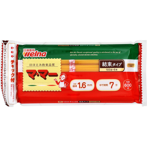日清製粉ウェルナ　ママーチャック結束スパゲティ　１．６ｍｍ １００ｇ&times;６束