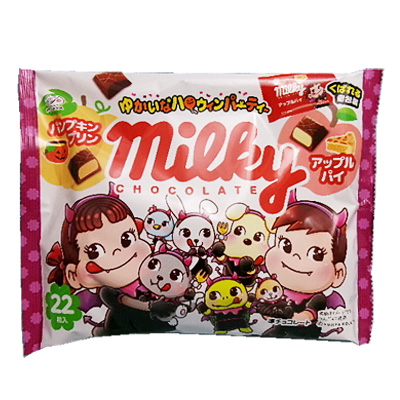 不二家 　ハロウィンミルキーチョコ　パンプキンプリン＆アップルパイ ２２粒入