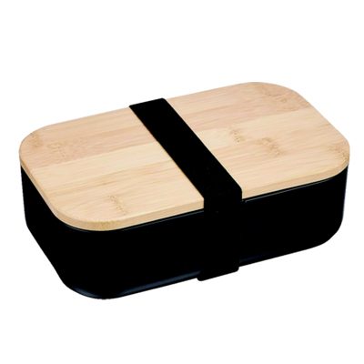 パール金属　ホームレーベル竹製蓋ランチボックス　ブラック １０００ｍｌ